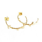 Украшения handmade. Livemaster - original item Leaf earrings, ring earrings, gold leaf earrings. Handmade.