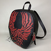 Сумки и аксессуары handmade. Livemaster - original item Leather backpack with red Phoenix applique