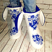 Обувь ручной работы handmade. Livemaster - original item Gzhel Bunny Slippers. Handmade.