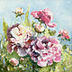 Peonies with buds oil on canvas 30h30 cm, Pictures, St. Petersburg,  Фото №1