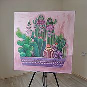 Картины и панно handmade. Livemaster - original item Painting Cacti. canvas. acrylic 100h100.. Handmade.