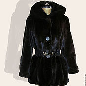 Одежда handmade. Livemaster - original item Mink coat with belt and hood 