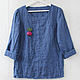 Order Linen blouse with open edges. etnoart. Livemaster. . Blouses Фото №3