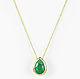1.20cts Gold Emerald Pear Necklace 14K, May Birthstone necklace, Natur, Pendants, West Palm Beach,  Фото №1