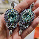 Ingrid's Earrings. Embroidered earrings. Green Silver Blue. Earrings. LADY-LIZA jewelry shop. My Livemaster. Фото №13