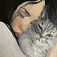Девушка и кот, картина с питомцем, портрет маслом в раме. Картины. Мария Роева  Картины маслом (MyFoxyArt). Ярмарка Мастеров.  Фото №4