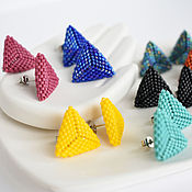 Украшения handmade. Livemaster - original item Triangular stud earrings made of beads. Handmade.
