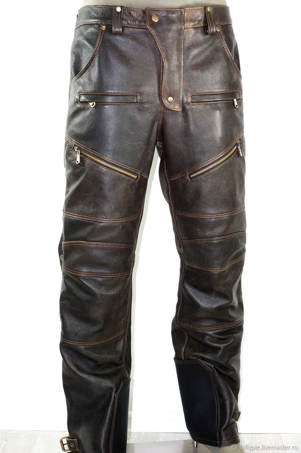 Biker Pants for Mens Faux Leather Pants Retro Stretch PU Motorcycle Pants  for Bikers Rider Moto Cargo Trouser Brown at Amazon Men's Clothing store