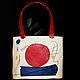 Белая кожаная сумка "Миро. Красное солнце", Tote Bag, Bologna,  Фото №1