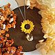 Заказать Подвеска с подсолнухом и кристаллом. Inspired.byheart | Мастерская. Ярмарка Мастеров. . Кулон Фото №3