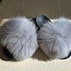 Flip-flops with arctic fox fur light gray, Flip flops, Moscow,  Фото №1