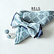 Комплект из бабочки галстука, запонок и платка-паше, хлопок, Носовые платки, Оренбург,  Фото №1