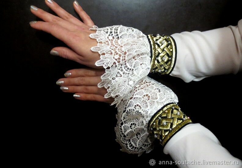 Длинные манжеты с кружевом и вышивкой "Графиня" – купить на Ярмарке ...