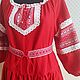 Vestido largo rojo lino eslavo folk. Folk dresses. Kupava workshop - Russian Dresses. Ярмарка Мастеров.  Фото №5
