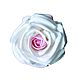Роза "Розовый чай" (фоамиран)  белая с розовой серединкой 10 см, Цветы, Сальск,  Фото №1