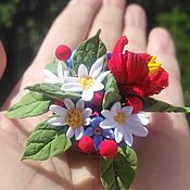 Цветы и флористика handmade. Livemaster - original item Miniature basket with handmade polymer clay flowers.. Handmade.