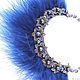 Blue Swan necklace Natural pearls leather and feathers, Necklace, St. Petersburg,  Фото №1