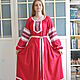 Dress Russian Slavic long red linen Vesnyanka, Folk dresses, Anapa,  Фото №1