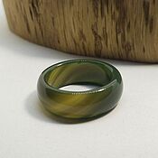 Украшения handmade. Livemaster - original item 20 r-r Ring green tinted agate Steppe (sza208)). Handmade.
