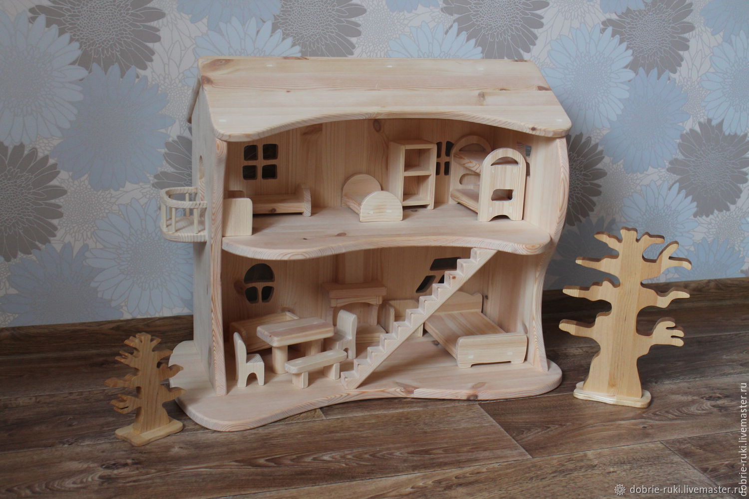 Кукольный домик двухэтажный №2 – заказать на Ярмарке Мастеров – AASXTRU ...