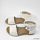 Knitted sandals with a button, white linen. Sandals. florina34. Online shopping on My Livemaster.  Фото №2