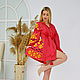 Red Dress Boho Chic Gold Embroidery Vyshyvanka Dress, Dresses, Sevastopol,  Фото №1
