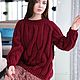 Jerseys: Women's knitted oversize sweater in cherry color in stock. Sweaters. Kardigan sviter - женский вязаный свитер кардиган оверсайз. Online shopping on My Livemaster.  Фото №2