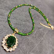 Украшения handmade. Livemaster - original item Beads with a pendant natural Yakut emerald - chromdiopside. Handmade.