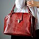 Order Bag L of dark red leather under the crocodile art. Four hundred eighty four. Anastasia Kaufman. Livemaster. . Valise Фото №3