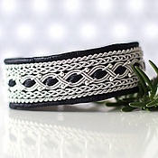 Широкий кожаный браслет с кельтским плетением, скандинавские браслеты