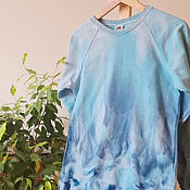 Одежда handmade. Livemaster - original item Sweatshirts: Hand painted Taidai blue blue M. Handmade.