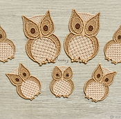 Материалы для творчества handmade. Livemaster - original item Embroidered small applique patch sew-on owls FSL lace free. Handmade.