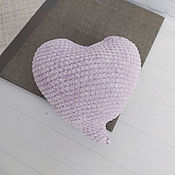 Для дома и интерьера handmade. Livemaster - original item Decorative pillow Lavender heart made of plush yarn. Handmade.