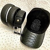 Сувениры и подарки handmade. Livemaster - original item Gift men`s set, baseball cap belt, made of python skin.. Handmade.