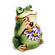 Ceramic figurine ' Frog with flowers'. Figurines. aboka. Online shopping on My Livemaster.  Фото №2