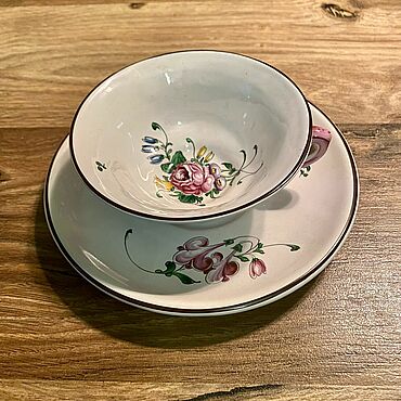 Винтаж ручной работы. Ярмарка Мастеров - ручная работа Винтаж: Чайная пара Luneville. Handmade.