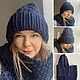 Hat and snood set, blue, Caps, Moscow,  Фото №1