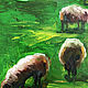 Summer landscape with sheep, painting with animals, painting village. Pictures. myfoxyart (MyFoxyArt). My Livemaster. Фото №5