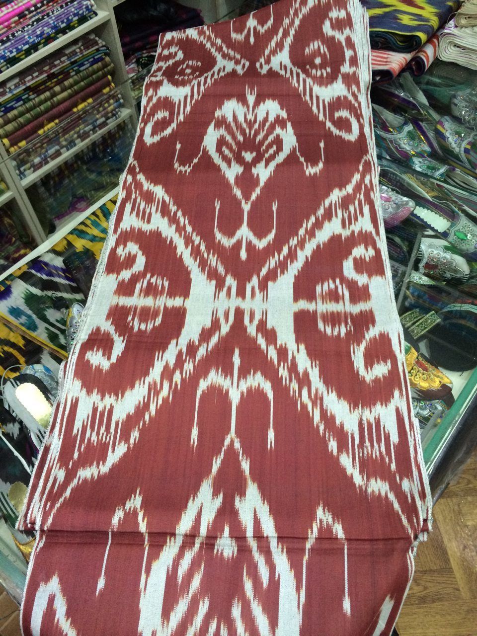 Uzbek cotton ikat hand weaving. FM084, Fabric, Odintsovo,  Фото №1