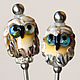Dessert Couple owls (spoon and fork) lampwork. Spoons. BeautyGlassByKate(Lampwork) (beauty-glass). My Livemaster. Фото №6