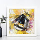 Bumblebee, oil painting, kitchen painting, 20h20cm, Pictures, St. Petersburg,  Фото №1