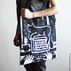 Сумка «Кот и Кактус». Классическая сумка. Дизайн-гнездо Crowhouse. Интернет-магазин Ярмарка Мастеров.  Фото №2