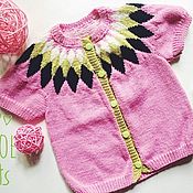 Работы для детей, handmade. Livemaster - original item Jacket buttoned Merino wool with a diamond pattern knitting Raglan. Handmade.