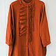 Terracotta boho blouse with ruffles. Blouses. LINEN & SILVER ( LEN i SEREBRO ). Интернет-магазин Ярмарка Мастеров.  Фото №2