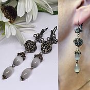 Angel Wings earrings with natural angelite, silvering