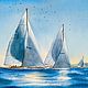 Watercolor with sea Painting with seascape blue sea paintings, Pictures, Moscow,  Фото №1