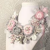 Украшения handmade. Livemaster - original item Powder pink or Precious. Necklace, two flower. Handmade.