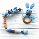 Set 'Brother rabbit'. Holder rattle, Baby pacifier, Bryansk,  Фото №1