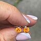 Продано! Серьги с гранатом фанта 1.7  ct. Натуральные камни. Серьги классические. Елена. Интернет-магазин Ярмарка Мастеров.  Фото №2