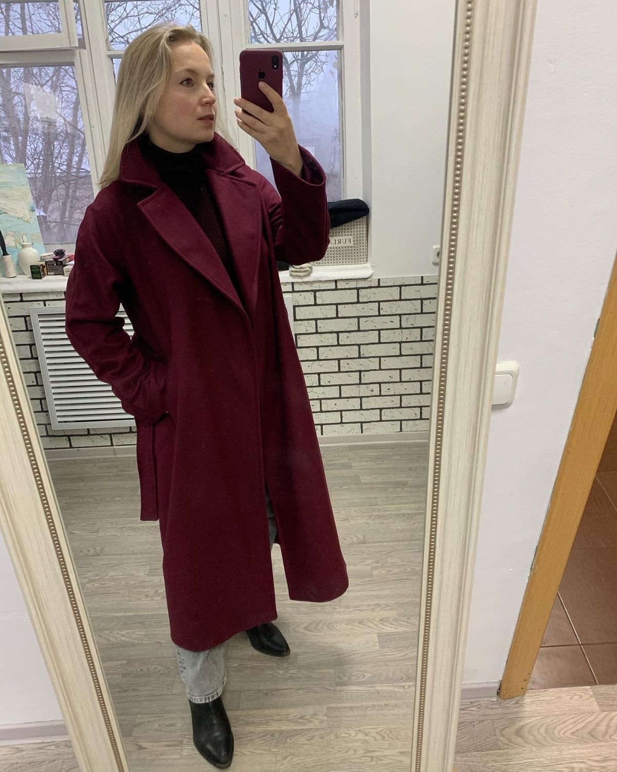 Пальто-халат из итальянской шерсти Max Mara марсала – купить на Ярмарке ...